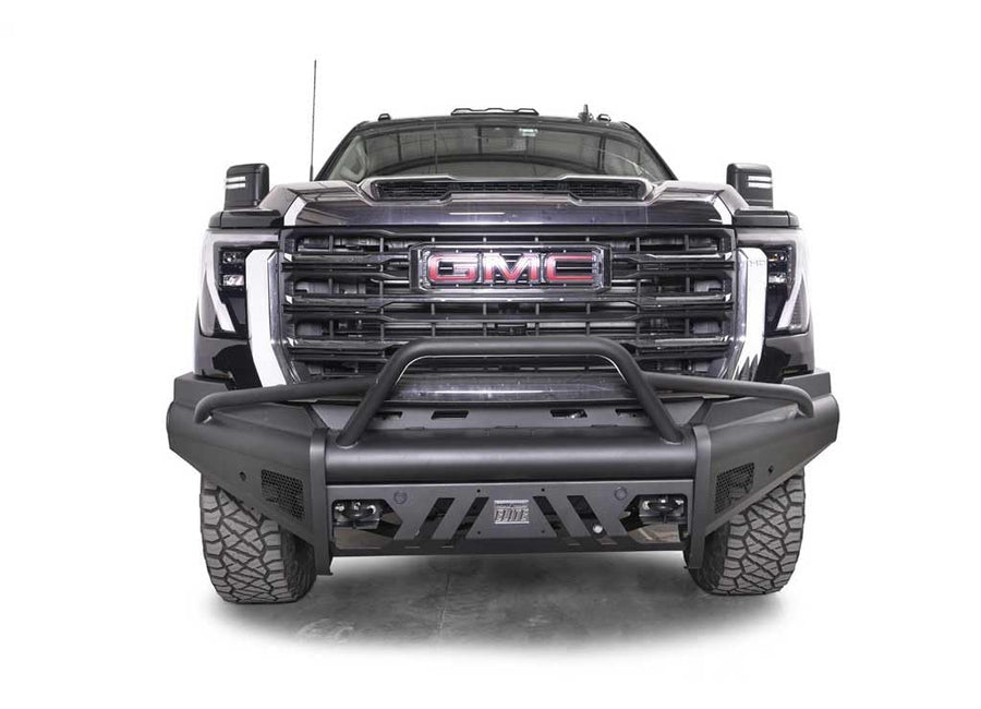 Fab Fours Elite Black Steel Front Bumper for GMC 2500/3500