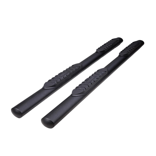 TrailFX Nerf Bar 4 Inch Oval Straight Fits 2024-2025 Toyota Tacoma Double Cab with Step Pads Rocker Panel Mount Powder Coated Titanium Matte Black Steel with Welded End Caps TrailFX T83A1559T