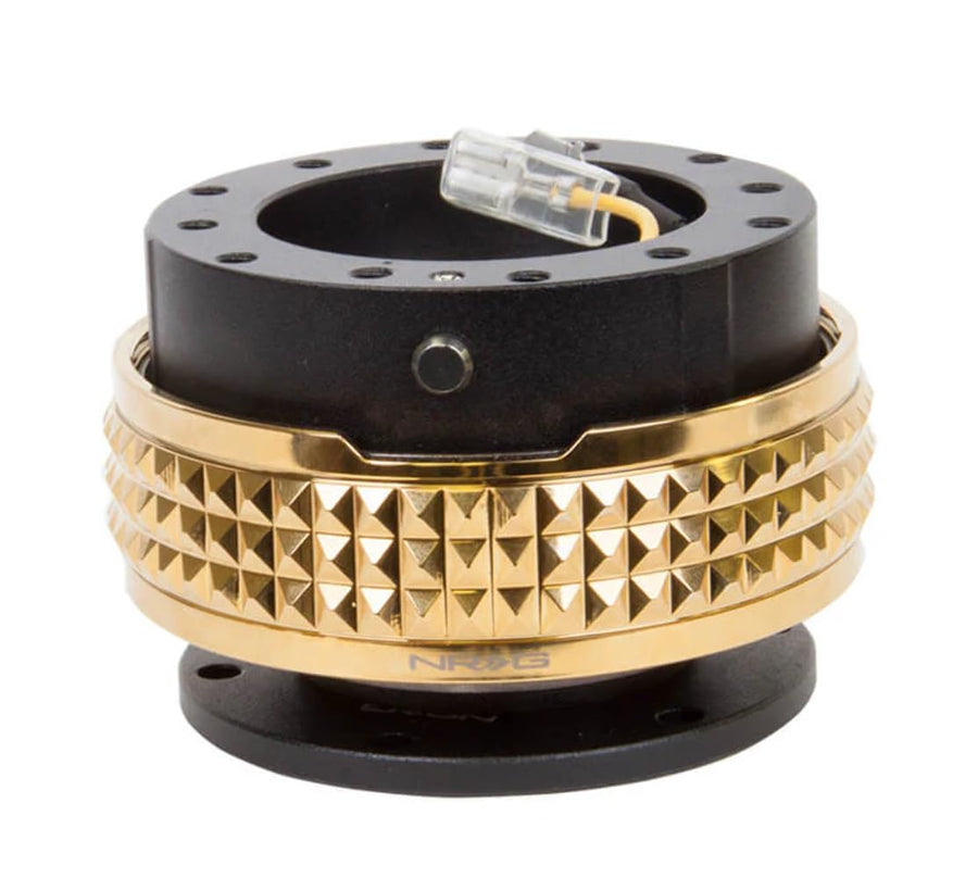 NRG Innovations Gen 2.1 NRG-SRK-210BK-CG Race Steering Wheel Quick Release Kit Adapter, Black Body/Chrome Gold Pyramid Ring