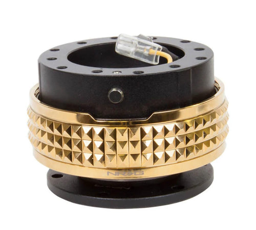 NRG Innovations Gen 2.1 NRG-SRK-210BK-CG Race Steering Wheel Quick Release Kit Adapter, Black Body/Chrome Gold Pyramid Ring
