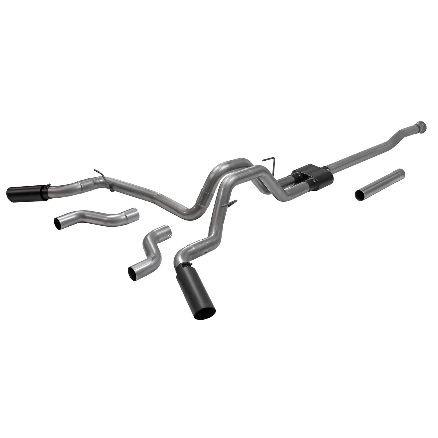 Outlaw Flowmaster 817981 Cat-Back Exhaust Kit 3 Inch 409 Stainless Steel Dual Exit 4 Inch Black Ceramic Coated 304 Stainless Steel Tips Compatible with 2021-2024 Ford F-150 2.7L 3.5L 5.0L