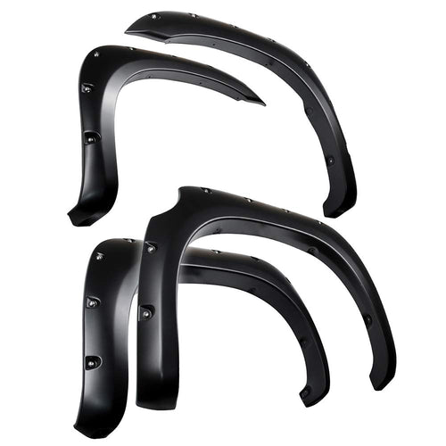 Tyger Auto Fender Flare 2007-2013 Compatible with Toyota Tundra, Smooth Textured Black Paintable Bolt-Riveted Style 4pc | TG-FF8T4398