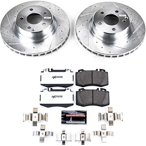 Power Stop K2932-26 Z26 Carbon Fiber Brake Pads Front with Drilled & Slotted Brake Rotors Kit For Mercedes-Benz CL500, Mercedes-Benz S, Mercedes-Benz S430, Mercedes-Benz S500 [Model Specific]