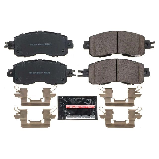 Power Stop Z23-1650 Z23 Evolution Sport Carbon Fiber Infused Ceramic Brake Pads with Hardware For 2013 2014 2015 2016 2017 2018 2019 2020 2021 2022 2023 Nissan Altima | 2014 2015 2016 2017 Leaf