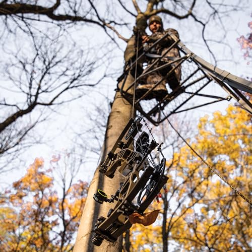 Bowman™ LS 1-Man Ladder Stand, Rivers Edge® 19’5” Height, Lockdown™ Strapping System, Designed for Archers, Flip-Up TearTuff™ Mesh Seat, 27” Deep Platform, RE675