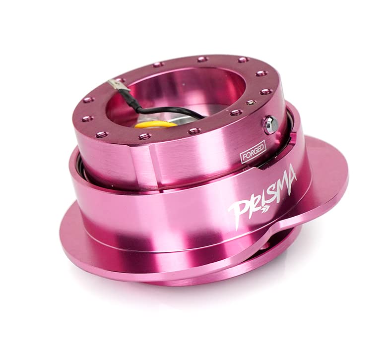 NRG Innovations Steering Wheel NRG-SRK-143PK Quick Release Kit Adapter Pink Body/Pink Heart Shape Ring Flares, 6x70mm & 6x74mm Bolt Pattern