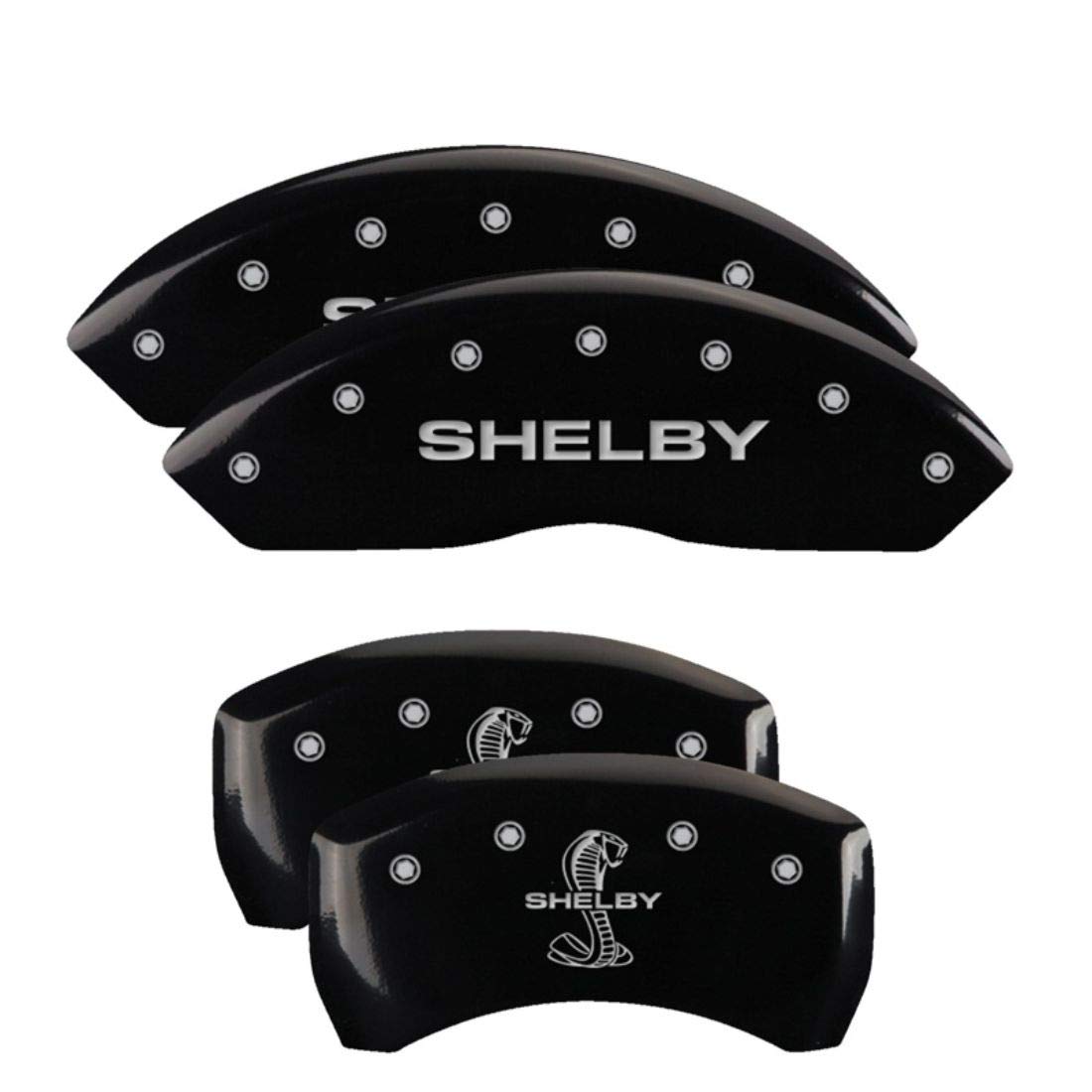 MGP Caliper Covers Black 10198SSBYBK Engraved with Silver Shelby/Tiffany Snake (Set of 4)