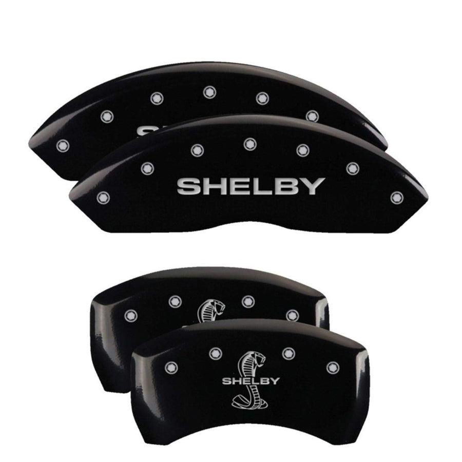 MGP Caliper Covers Black 10198SSBYBK Engraved with Silver Shelby/Tiffany Snake (Set of 4)