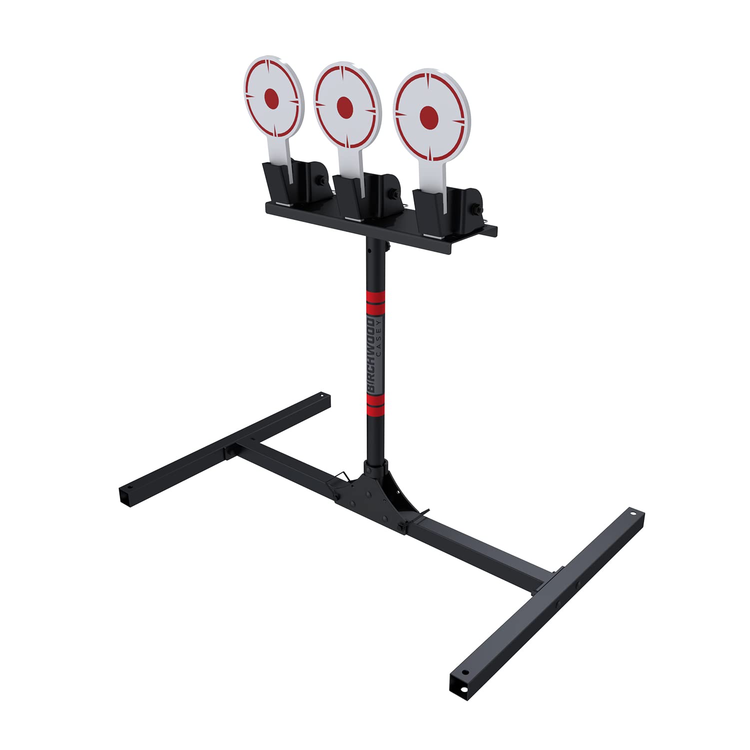 3 Birchwood Casey Spring Loaded Self-Resetting 6" Diameter Targets with Plate Rack & Folding Target Stand - Durable Long-Lasting Metal Standing Target for Shooting