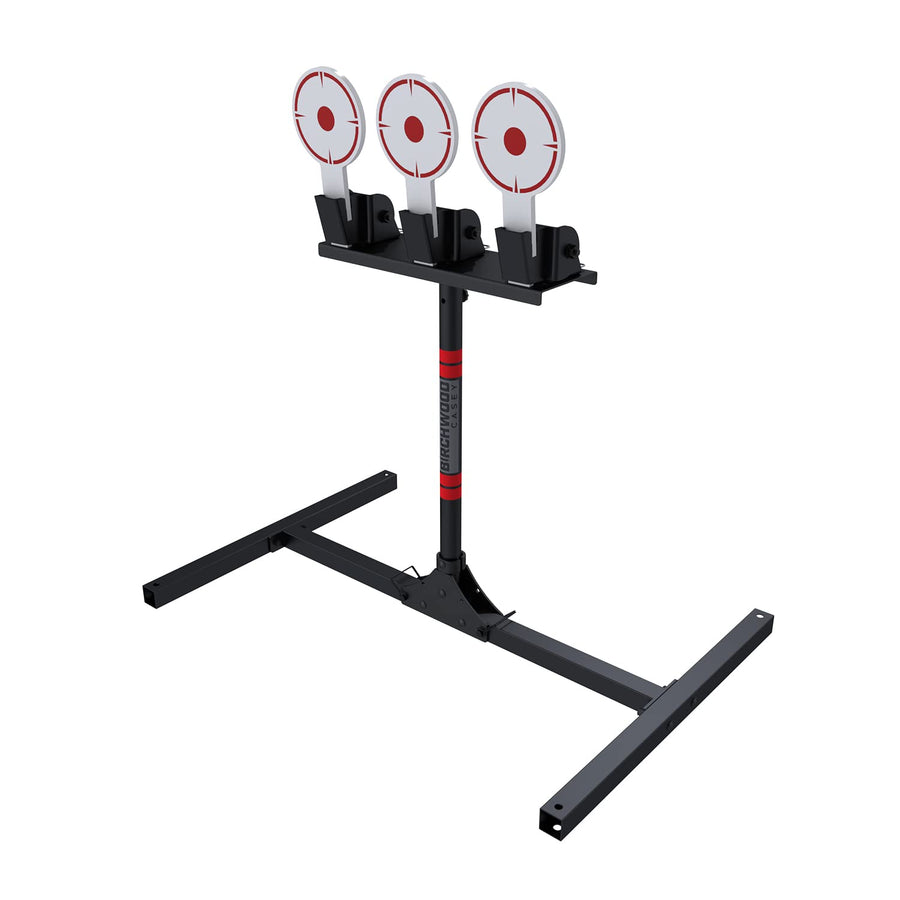 3 Birchwood Casey Spring Loaded Self-Resetting 6" Diameter Targets with Plate Rack & Folding Target Stand - Durable Long-Lasting Metal Standing Target for Shooting