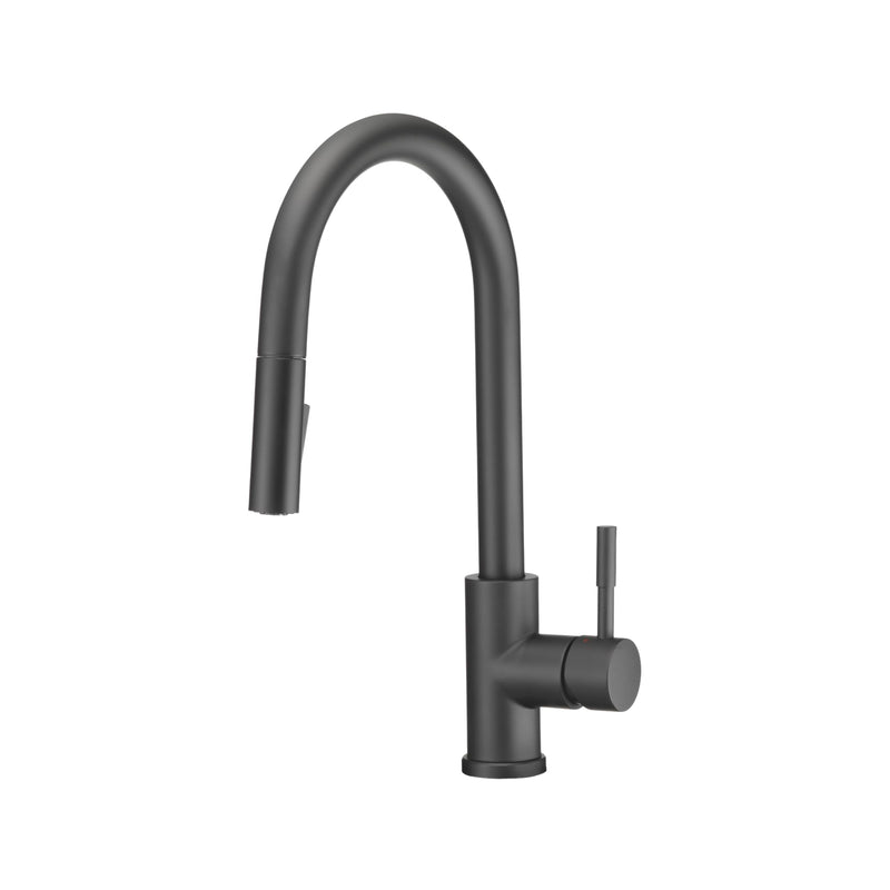 Dura Faucet Streamline RV Single Handle Pull-Down Kitchen Sink Faucet - Optional Deck Plate (Matte Black)