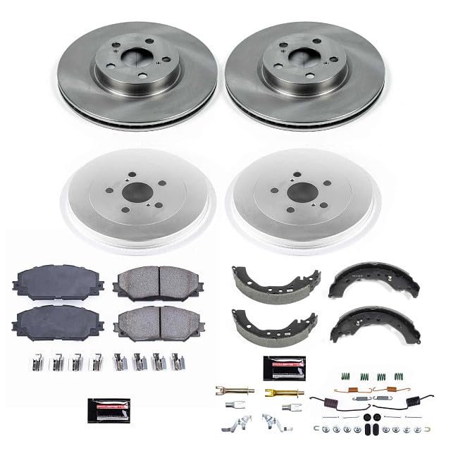 Power Stop Autospecialty KOE15260DK Front and Rear Replacement Brake Kit-OE Brake Drums & Ceramic Brake Pads For Toyota Corolla 2009-2019 [Model Specific]