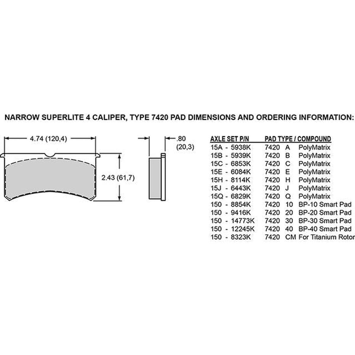 4 Piston Wilwood Superlite Brake Caliper P/N 120-11135