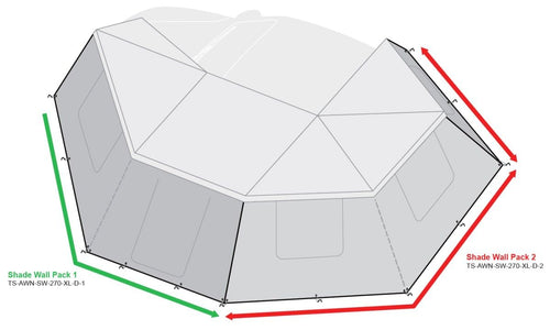 Awning Shade Walls 270 Degree, fits XL Driver Side Only, 3 Walls, Olive, Pack 2