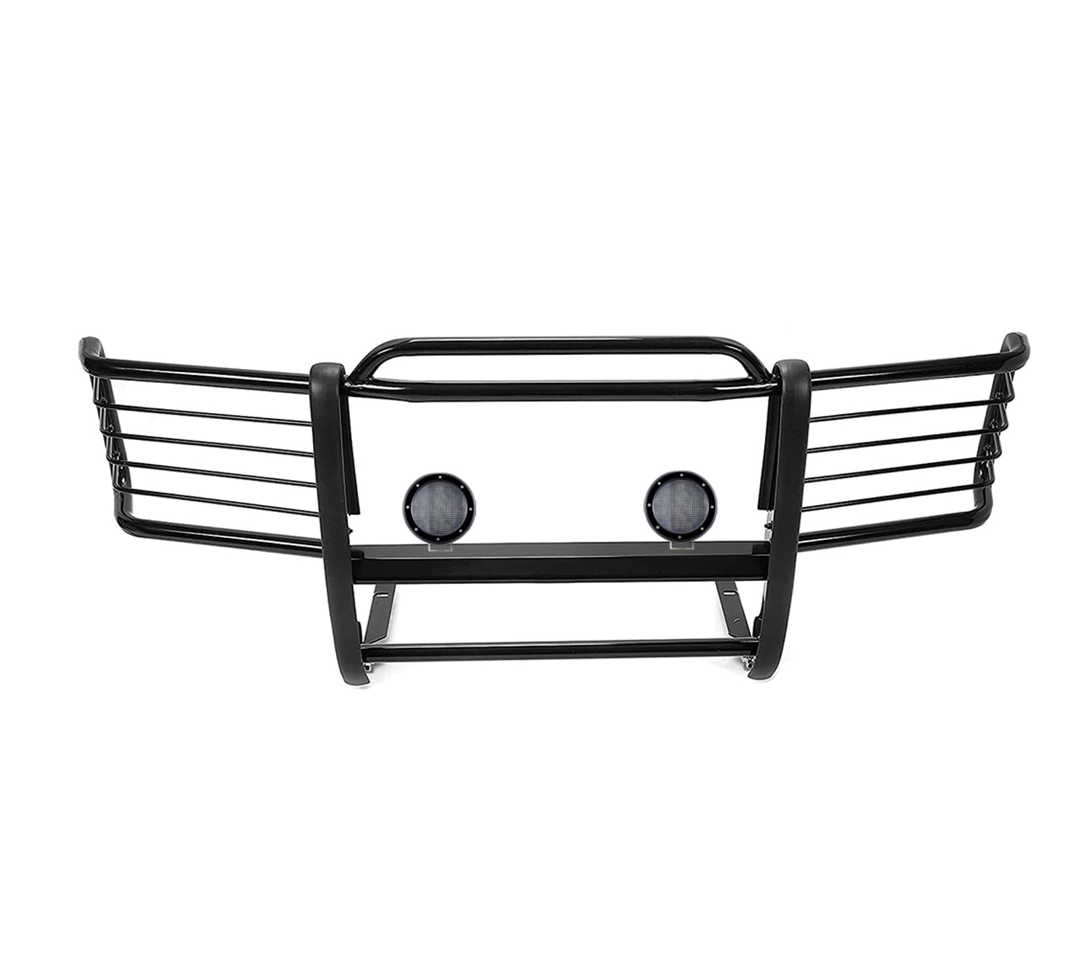 Bumper Guard Black Horse Grille brush Modular Come with Pair of 5.3"LED Lights Compatible with 95-98 Silverado|1999 Suburban 1500|95-99 Tahoe|1988-1998 Sierra 1500|1992-1999 Yukon-17GJ23MA-PLFB