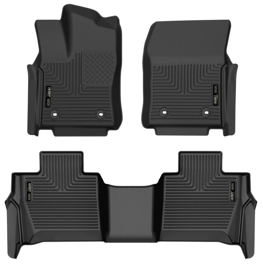Weatherbeater Husky Liners Floor Mats | Fits 2024-2026 Toyota Sequoia | Front & 2nd Row, 3-pc Black - 95281