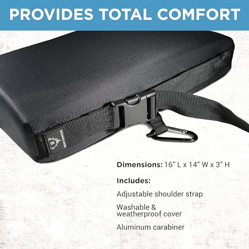 GelCore Tail Mate Premium Seat Cushion with Memory Foam for Stadium Seats, Office, Home, Car, Hunting, Travel, and More, Black