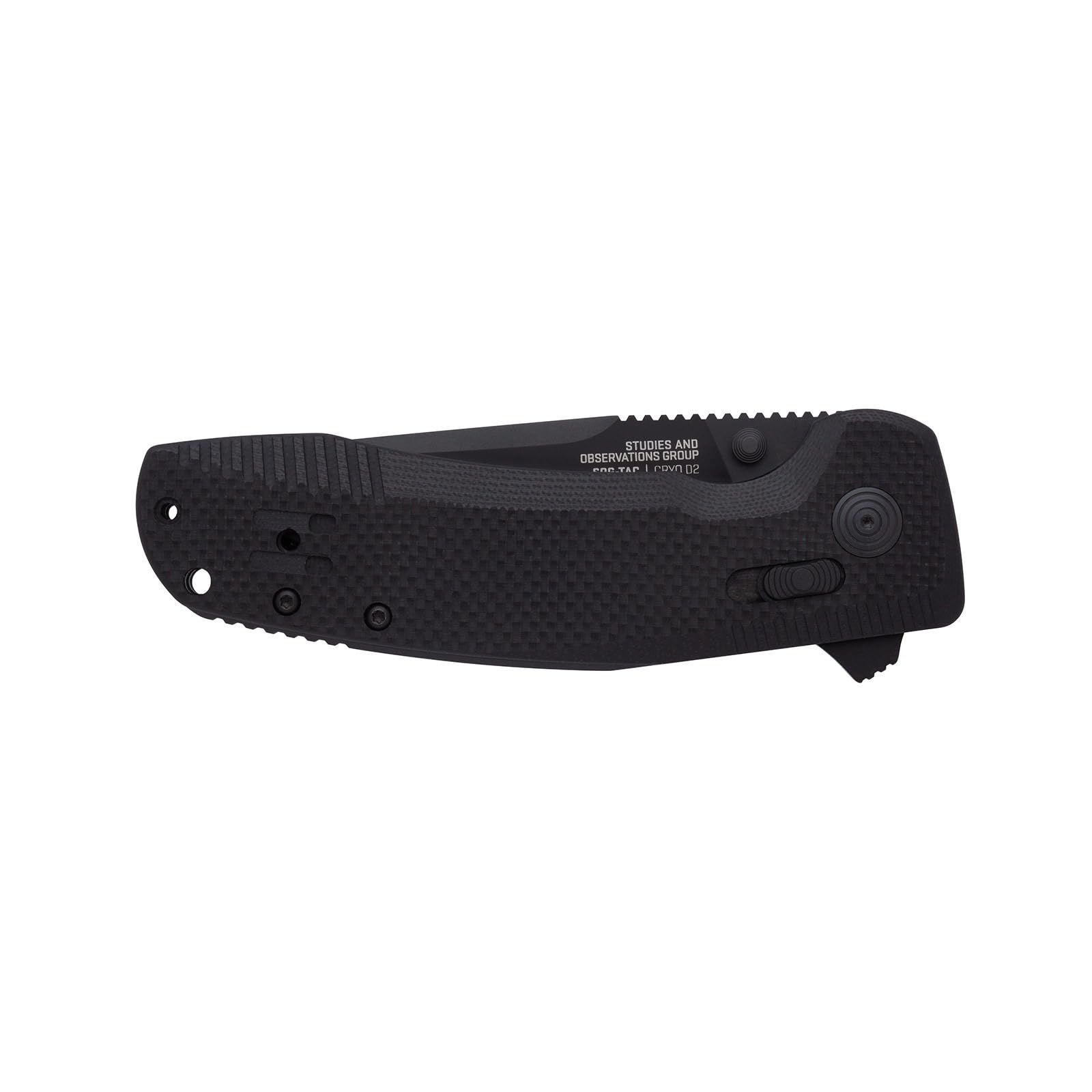 SOG TAC XR Folding Knife | 3.4" D2 Tool Steel Blade & Ultra-Grip G10 Handle | Ambidextrous Single-Handed Use, Blackout