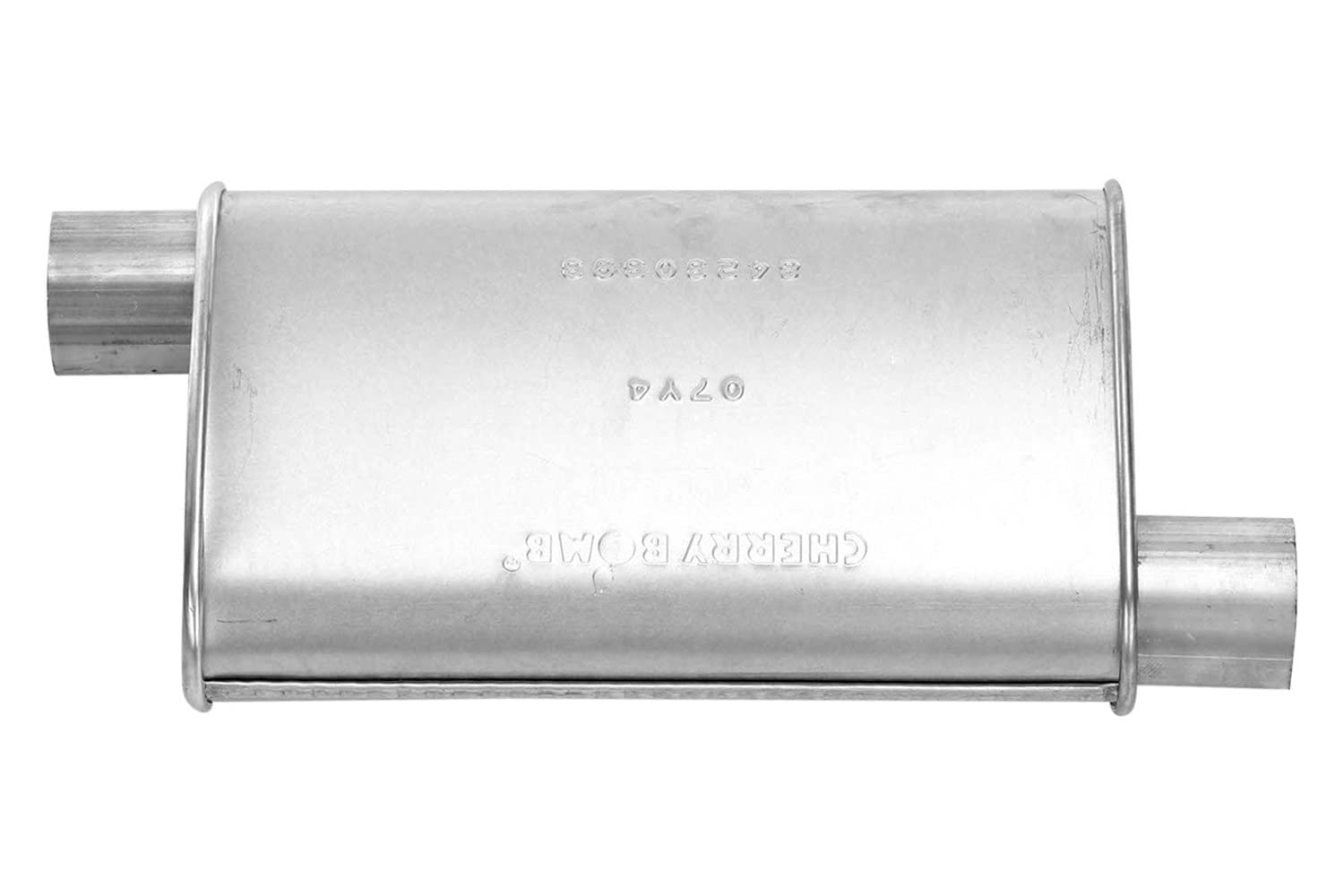 Cherry Bomb 16812CB - Classic Turbo Steel Oval Gray Exhaust Muffler (2.25" Offset ID, 2.25" Offset OD, 13" Length)
