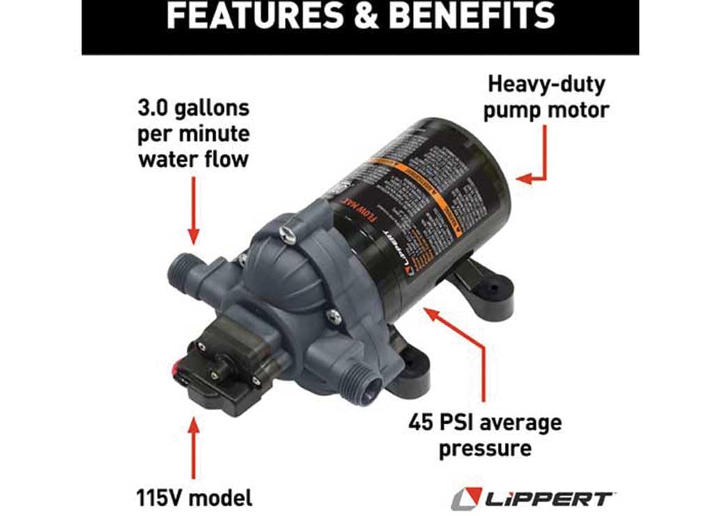 689054,115V Flow Max Water Pump, Lippert Components DS-11531-D