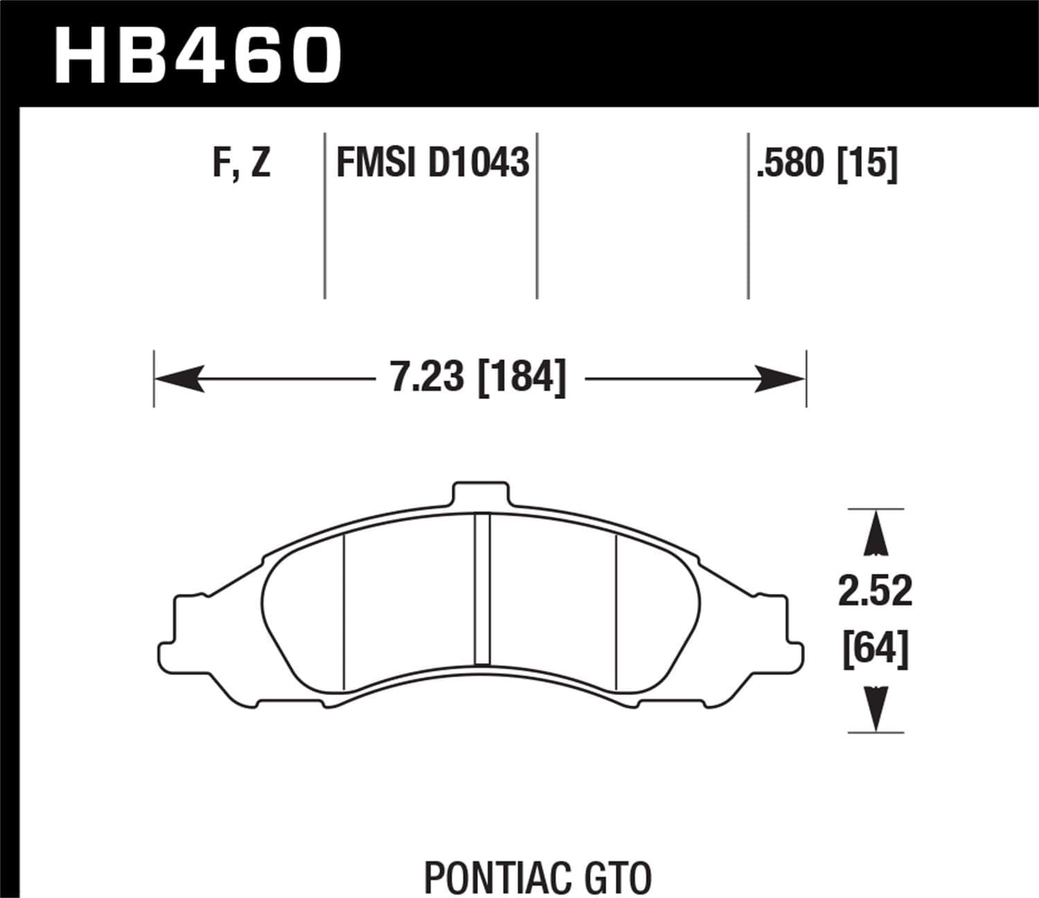 Performance Ceramic Hawk HB460Z.580 Street Brake Pads