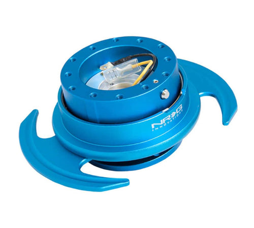 NRG Innovations GEN 3.0 NRG-SRK-650BL Race Steering Wheel Quick Release Hub Adapter, 6-Hole Design & 6x70 and 6x74mm Bolt Patterns, Blue Body/Blue Ring With Handles