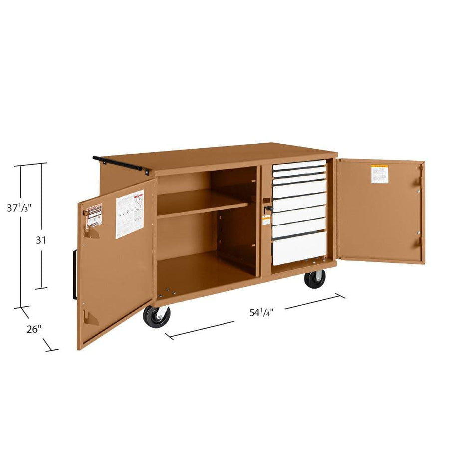 Cabinet Mobile Bench,Steel,54-1/4"W,26"D