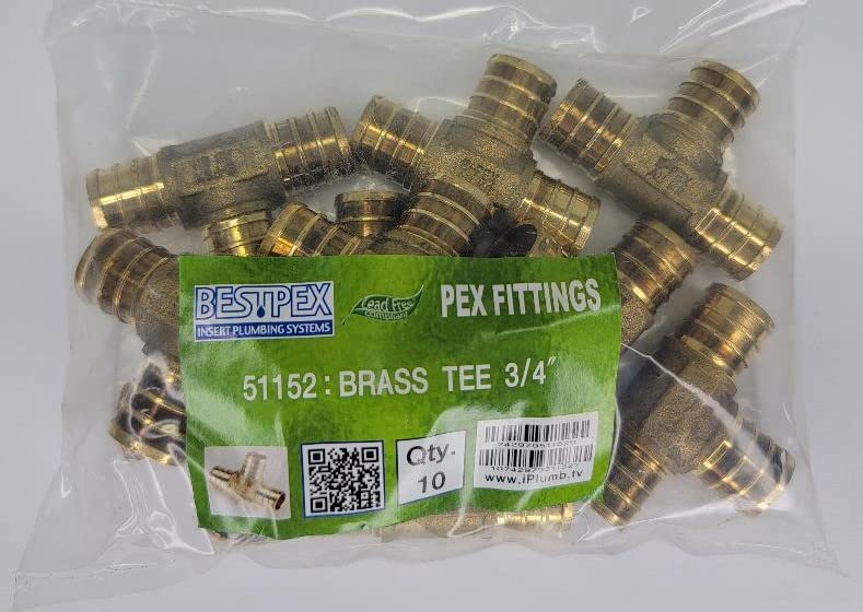 Metal Brass BestPEX Tee, 0.75" Size