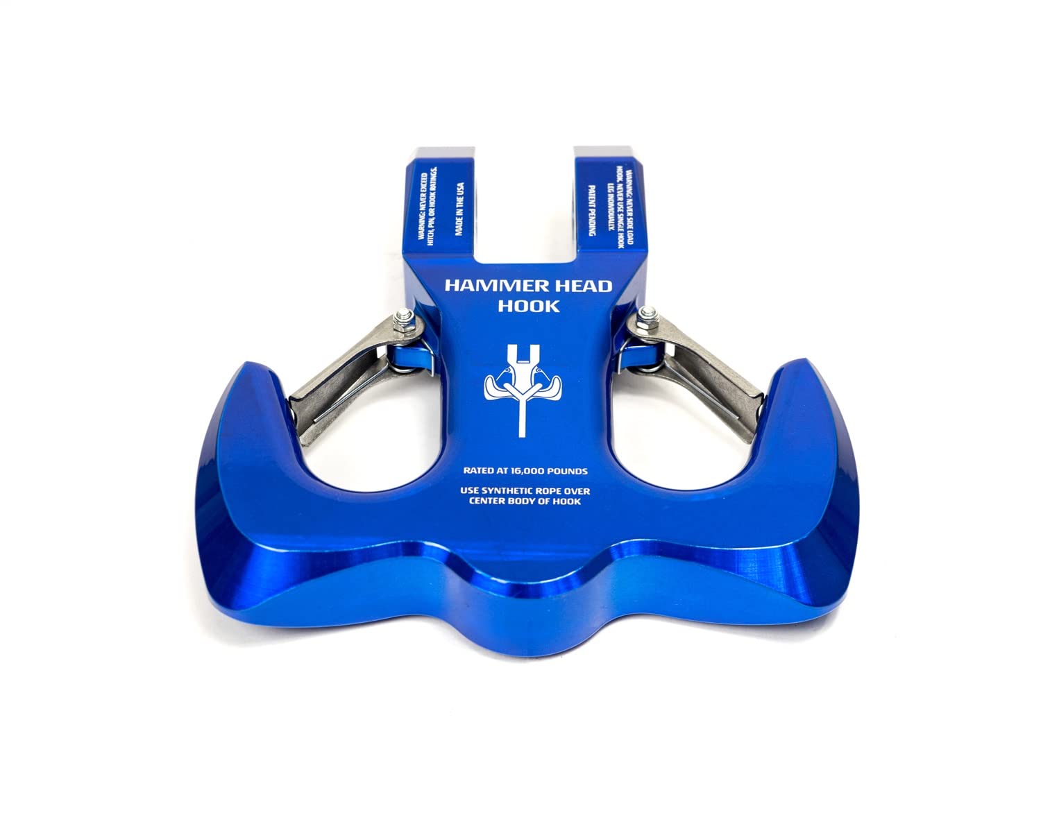 Hammerhead Hook – Blue Monster Hooks | 6061 Aircraft-Grade Aluminum | Rated at 16,000 lbs | Dual Safety Latches | Fits Bumper Tabs up to 1.25"