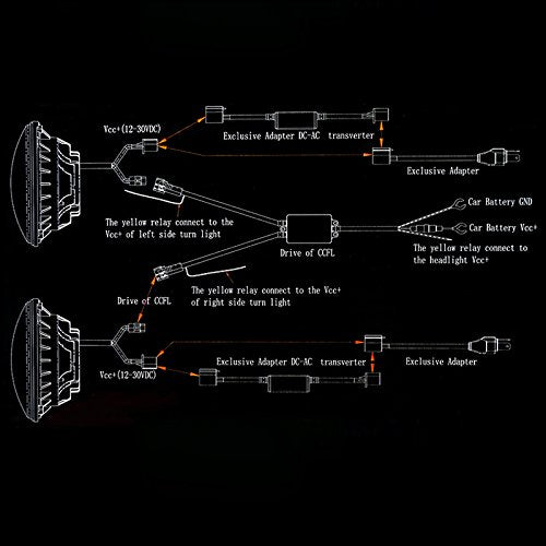 Projector Headlight Spec-D Tuning LHP-7RNDJM-H-MSX2 Black (7 Inch Round With Halo)
