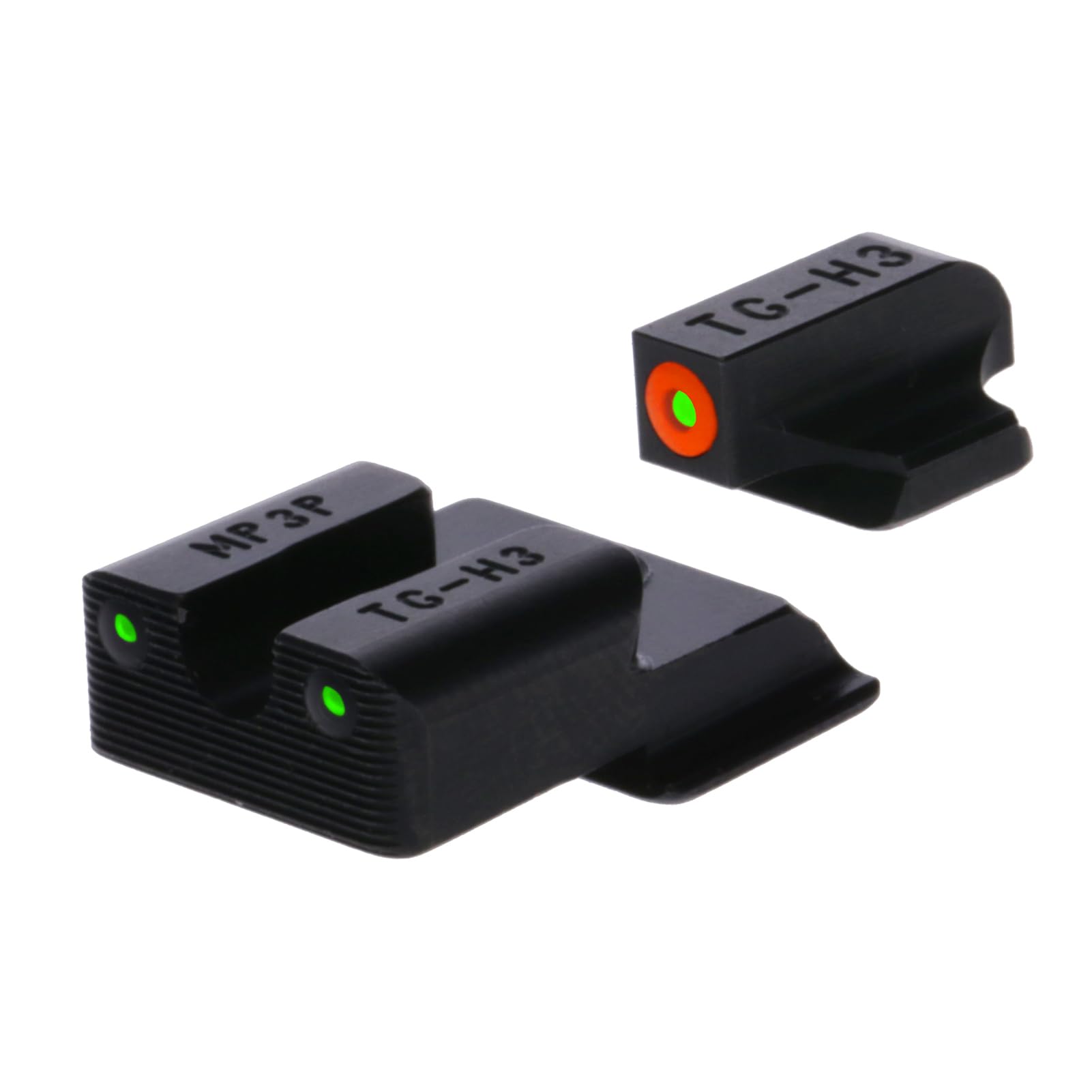 Tritium Pro Night Sights TRUGLO, Compatible with Smith & Wesson M&P 9 Shield EZ | Glow-in-The-Dark Front & Rear Gun Sight Set with Orange Focus Lock Front Ring