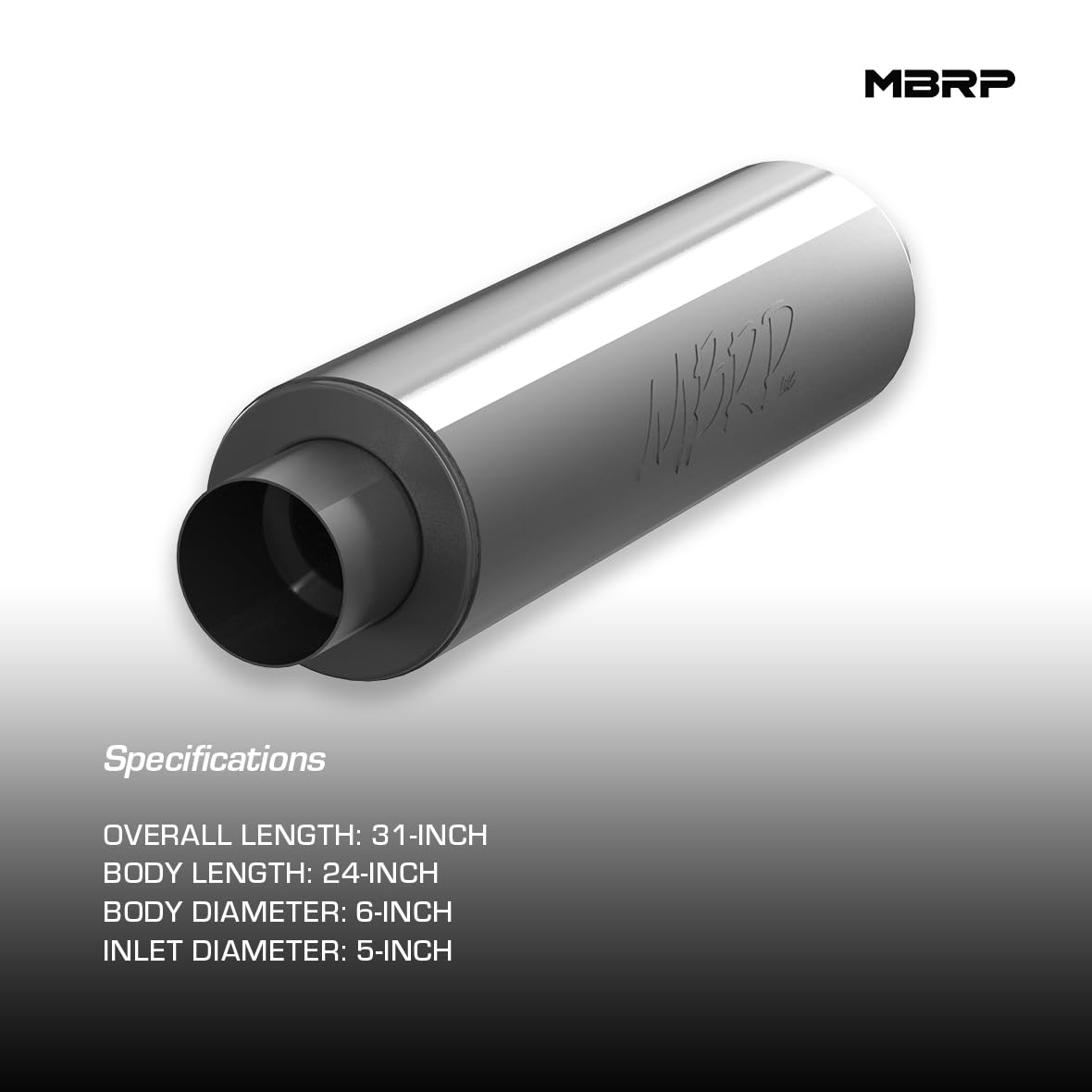 MBRP 5in ID Universal Inlet/Outlet 31in Single Muffler T409 (NO DROPSHIP)