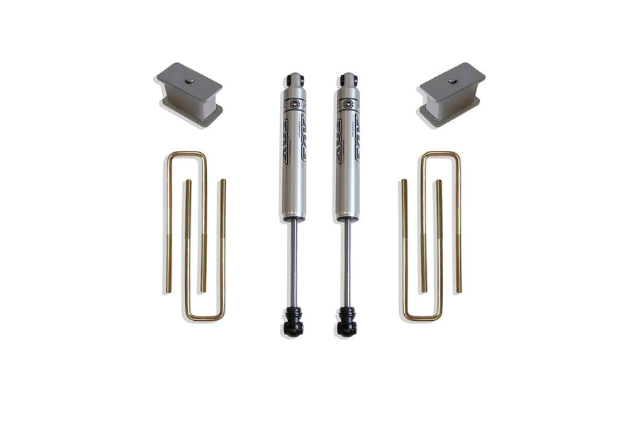 Part# 900430F MaxTrac SUSPENSION'S is A Box KIT Including A 2.5" Lift STRUT Spacer/Coil Spacer, 3" Lift Blocks, U-Bolts & A Pair of Fox 2.0 Performance Series Rear Shocks