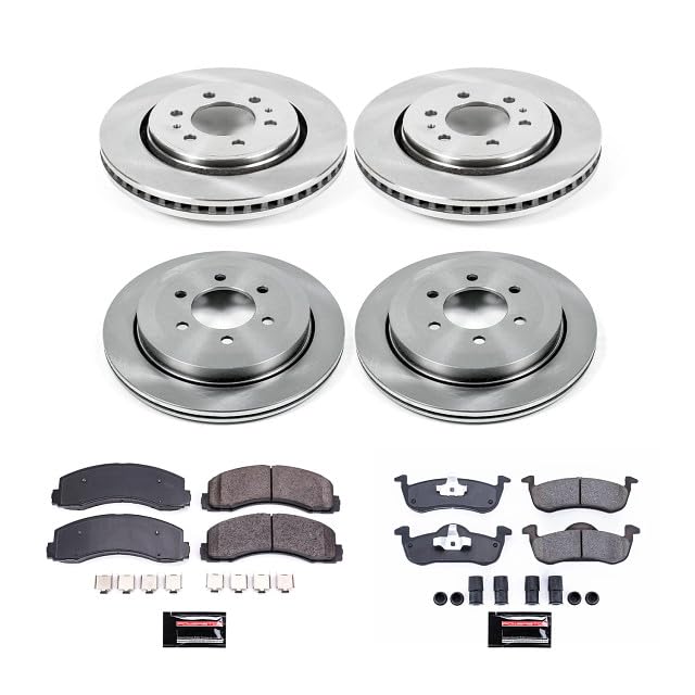 Power Stop Autospecialty KOE5577 Front and Rear Replacement Brake Kit-OE Brake Rotors & Ceramic Brake Pads For 2010-2014 2015 2016 2017 Ford Expedition Lincoln Navigator 6 Lug