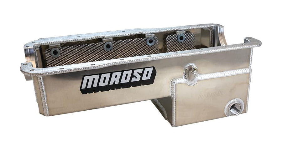 Moroso Aluminum Drag Race Oil Pan 20524, Fits Small Block Ford 351W Engines, Use w/External Wet Sump Oil Pump