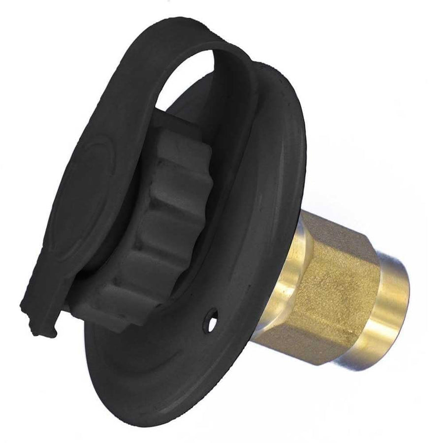 Flush-Mount Valterra A01-0175LFVP Water Inlet - FPT, 2-3/4" Metal Flange, Black (Carded)