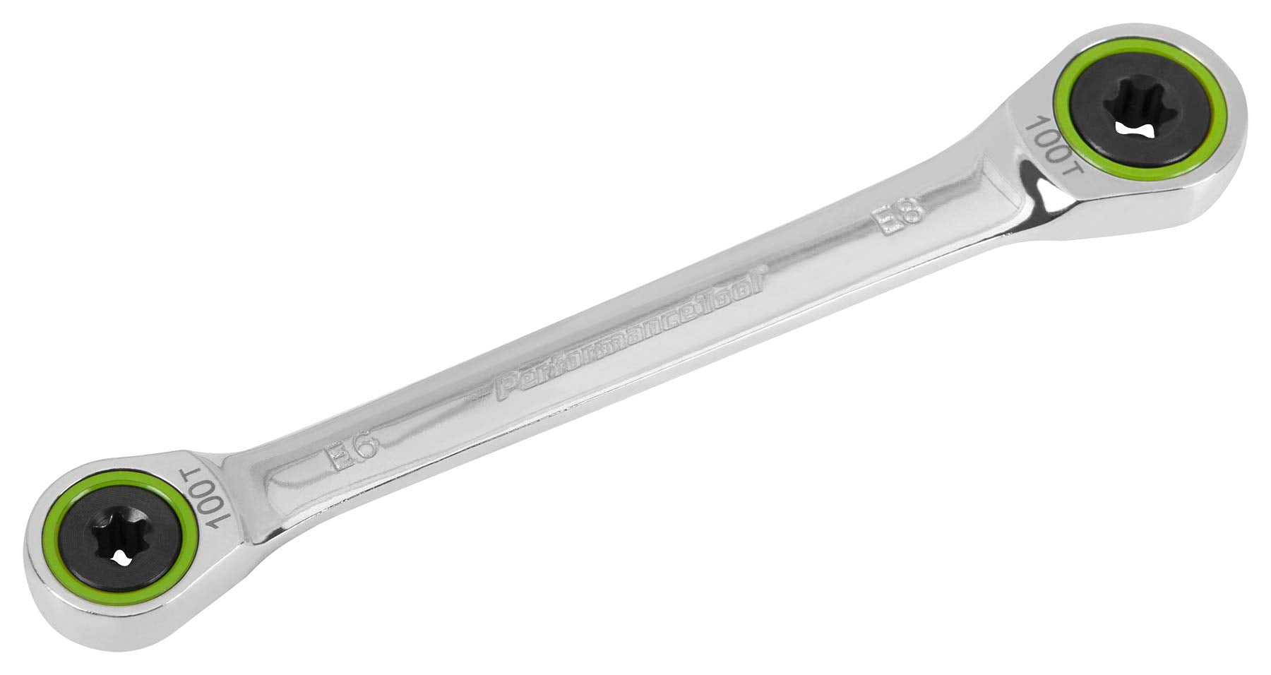 W30450 Performance Tool 100 Tooth Ratcheting Wrench Set, Chrome Vanadium Steel with E6 and E8 External Star Sizes