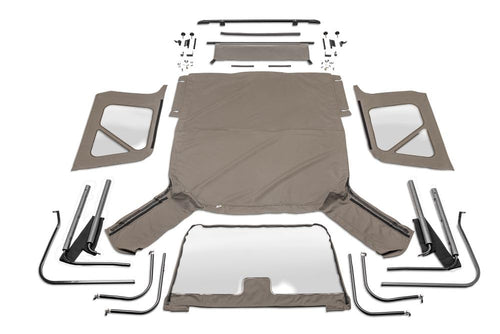Complete Soft Top for Jeep Wrangler TJ RAMPAGE PRODUCTS | Clear Windows, Includes Frame and Hardware, Vinyl, Khaki Diamond | 68736 | Fits 1997-2006 Jeep Wrangler TJ with Full Steel Doors