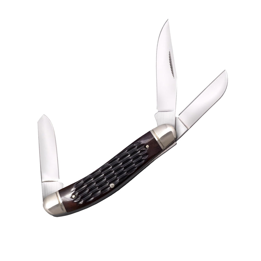Cold Steel Stockman Gentlemen's Versatile Practical Durable Compact Pocket Folding Knife - 3 Blades; Jigged Bone Handle; Slip Joint Lock
