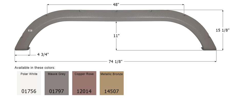 Tandem Axle Fender Skirt ICON 01797 FS1756 for Carriage - Mauve Gray