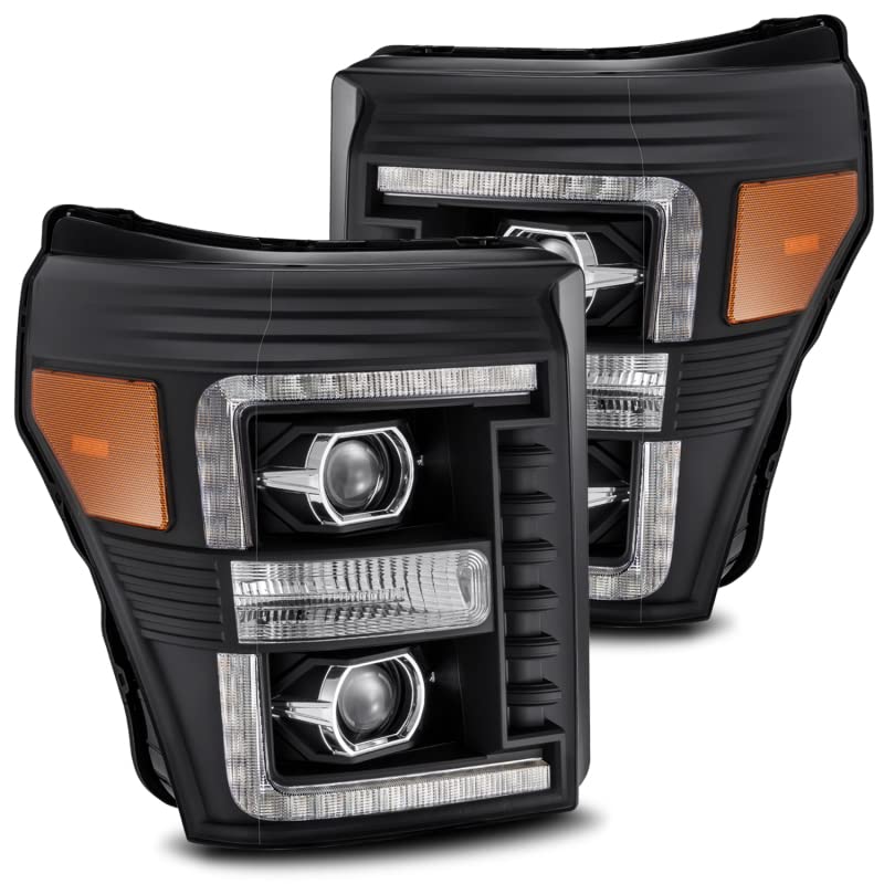 880142 AlphaRex USA Projector Headlamps Fits Ford F-250 Super Duty, Black (AHL-FD11-P-S-B)
