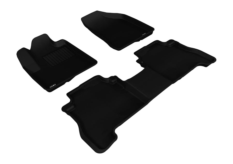 Complete Set 3D MAXpider Custom Fit All-Weather Floor Mat for Select Hyundai Santa Fe Models - Kagu Rubber (Black)