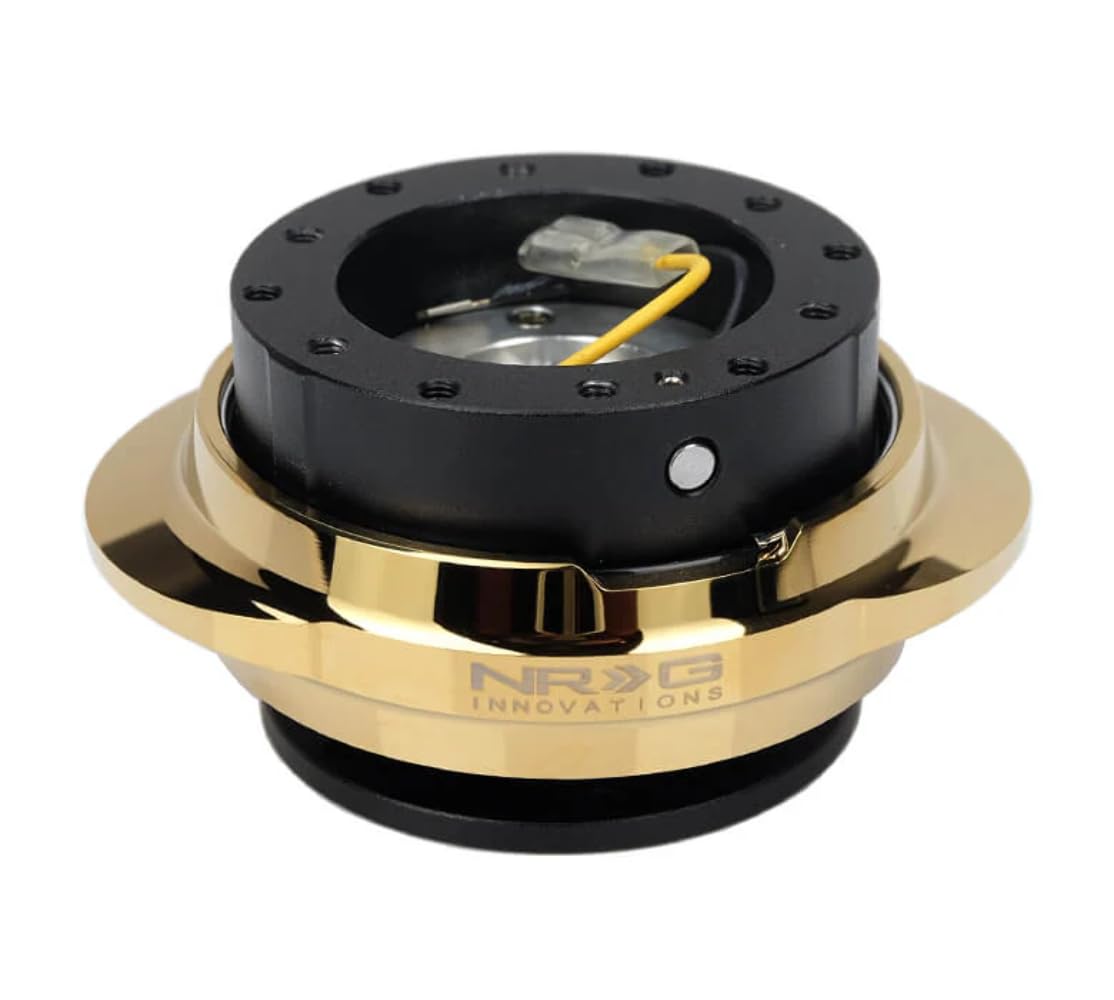 NRG Innovations GEN 2.2 NRG-SRK-220BK-CG Steering Wheel Quick Release Adapter, 6-Hole & 6x70 and 6x74mm Bolt Patterns Black Body/Shinny Chrome Gold Oval Ring
