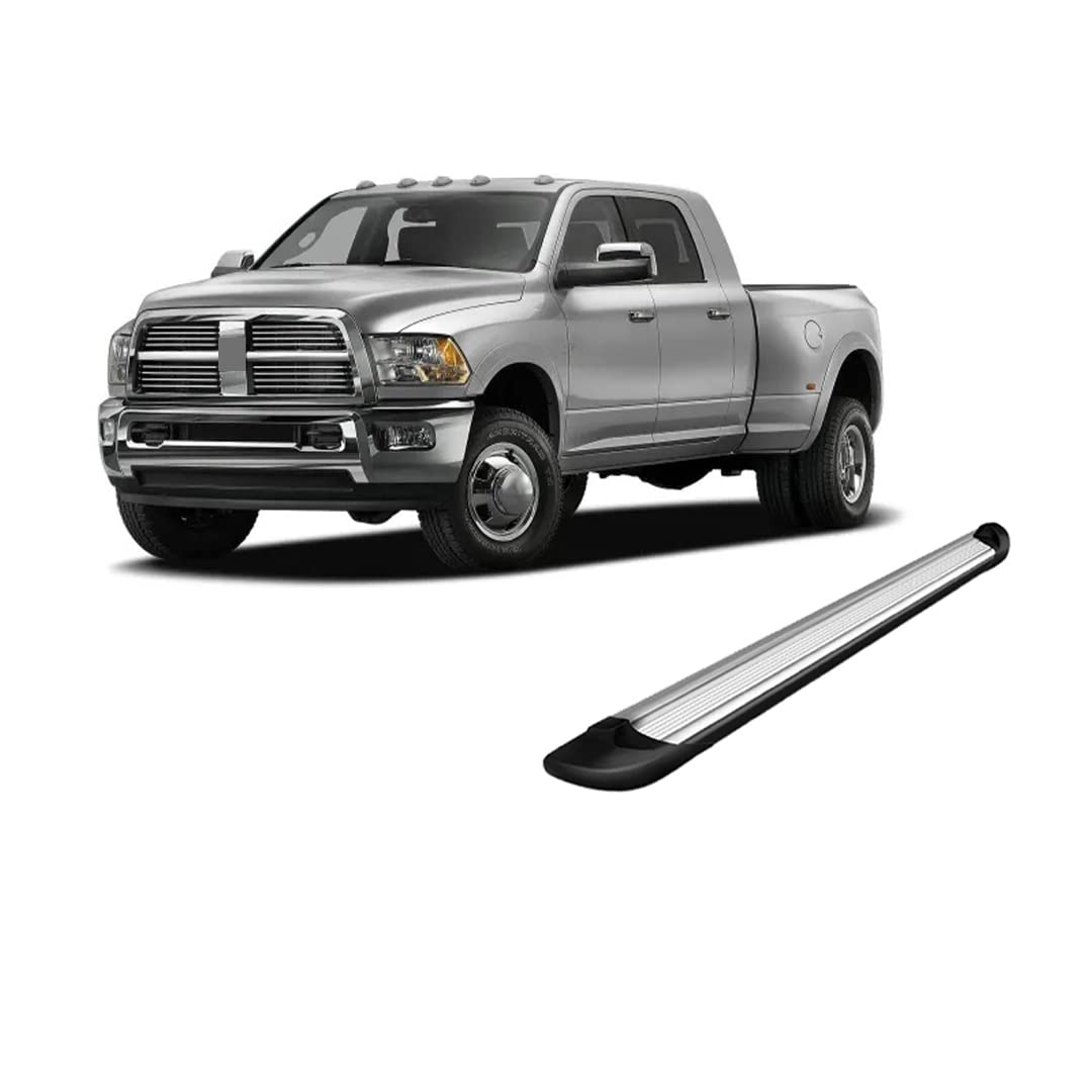 Transporter Running Boards Black Horse Silver Compatible with 10 Dodge Ram 2500/3500|2011-2024 Ram 3500 Mega Cab(Excl. Chassis Cab Diesel Models)-TR-R191S