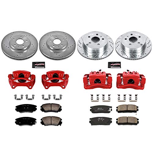 Power Stop Z23 Sport Front & Rear Caliper Brake Kit Brake Rotor, Carbon-Fiber Ceramic Brake Pads and Brake Caliper For Chevy Equinox 2010-2017, Terrain GMC 2010-2017 [Model Specific]