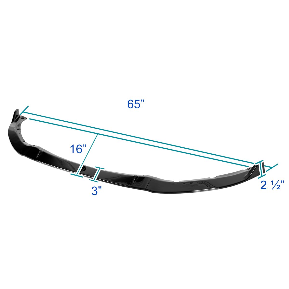 Front Bumper Lip Spoiler Spec-D Tuning Glossy Black Body Kit 3PC Compatible with 2016-2025 Mazda MX-5 Miata