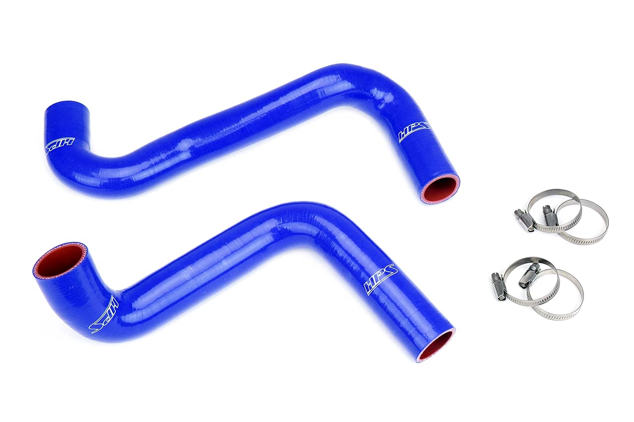3-ply HPS Blue Reinforced Silicone Radiator Coolant Hose Kit Compatible for 1989-1998 Nissan 240SX with LS Swap (LS3/LS7 water pump, 9 o'clock thermostat, KA24DE radiator), 57-2059-BLUE
