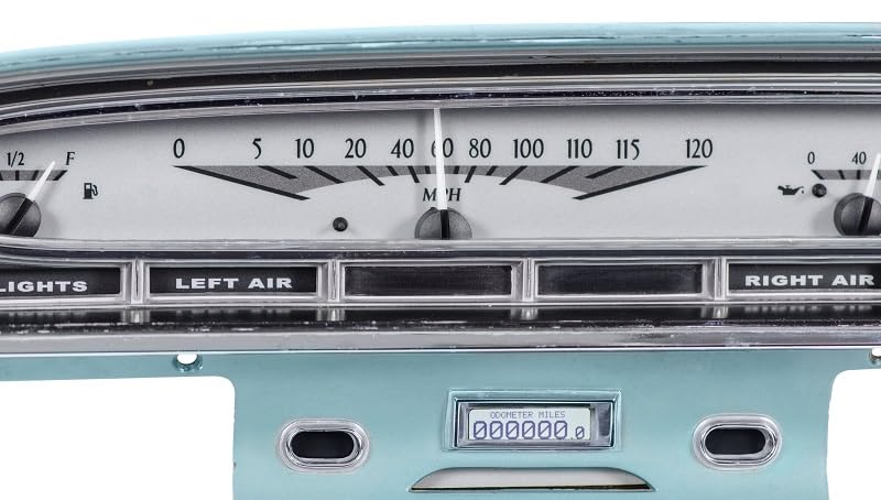 Dakota Digital VHX-61F-GAL-S-W Analog Dash Gauges Compatible with 1961 Ford Galaxie Instrument System Silver Alloy White Backlighting