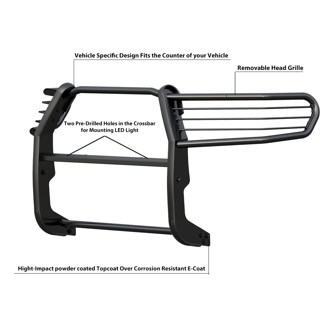 Bumper Guard Modular Black Black Horse Grille Compatible with 2008-2022 Toyota Sequoia|2007-2021 Toyota Tundra(Excl. 08-21 Platinum/Limited)-17A098900MA