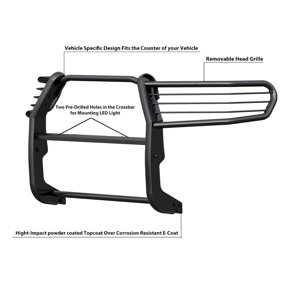 Bumper Guard Modular Black Black Horse Grille Compatible with 2008-2022 Toyota Sequoia|2007-2021 Toyota Tundra(Excl. 08-21 Platinum/Limited)-17A098900MA